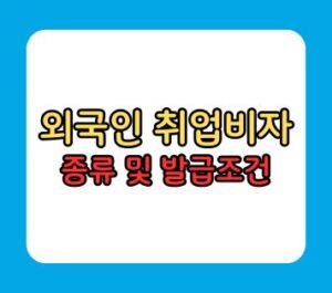 외국인 취업비자 종류 발급조건