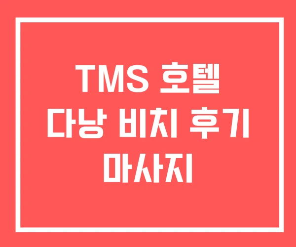 TMS 호텔 다낭 비치 후기 마사지