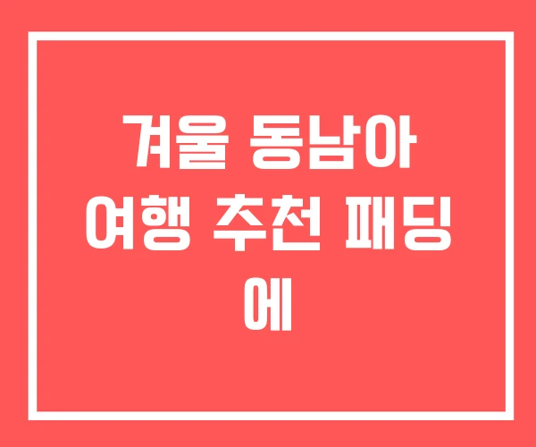 겨울 동남아 여행 추천 패딩 에