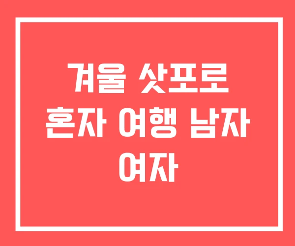 겨울 삿포로 혼자 여행 남자 여자 겨울 삿포로 혼자 여행 남자 여자