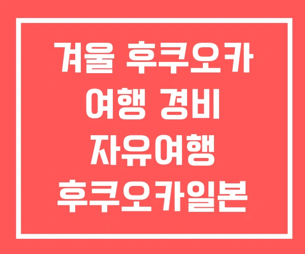 겨울 후쿠오카 여행 경비 자유여행 후쿠오카일본 준비물