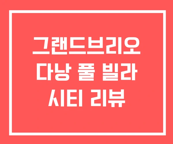 그랜드브리오 다낭 풀 빌라 시티 리뷰 그랜드브리오 다낭 풀 빌라 시티 리뷰