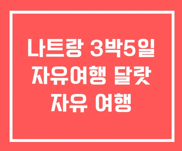 나트랑 3박5일 자유여행 달랏 자유 여행