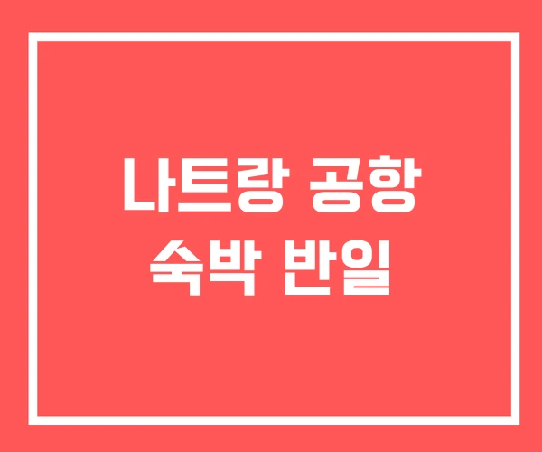 나트랑 공항 숙박 반일