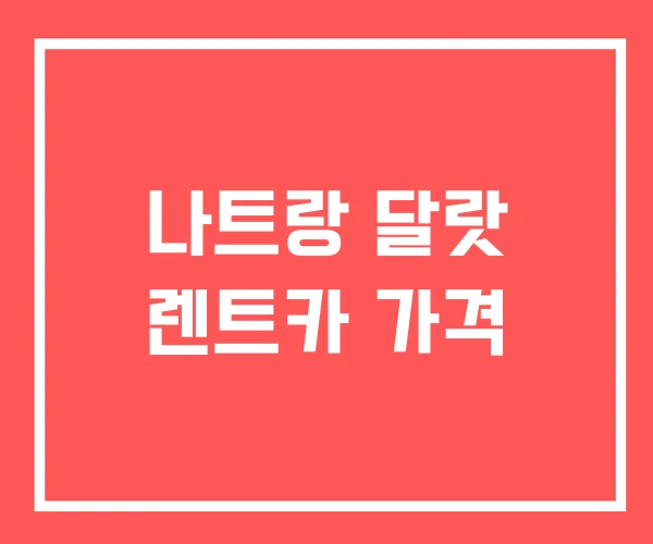 나트랑 달랏 렌트카 가격