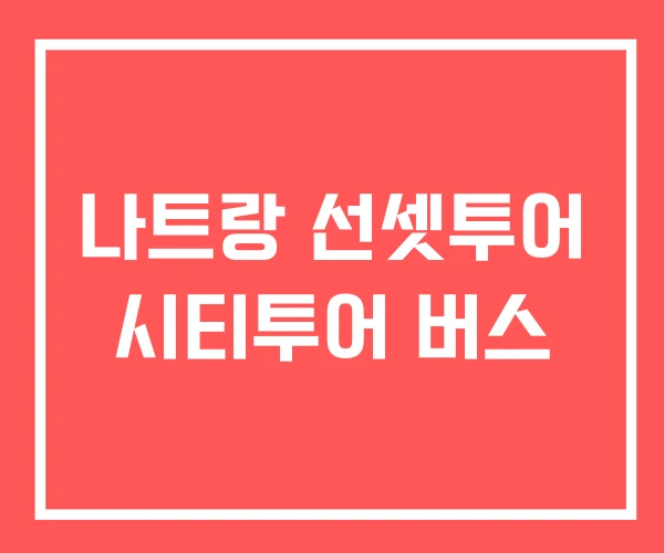 나트랑 선셋투어 시티투어 버스