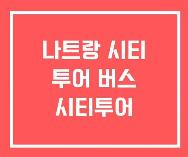 나트랑 시티 투어 버스 시티투어