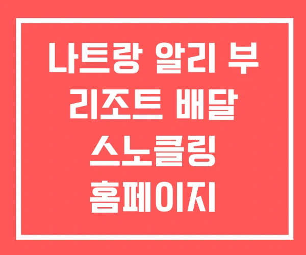 나트랑 알리 부 리조트 배달 스노클링 홈페이지