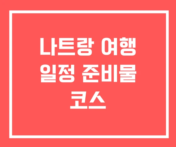 나트랑 여행 일정 준비물 코스