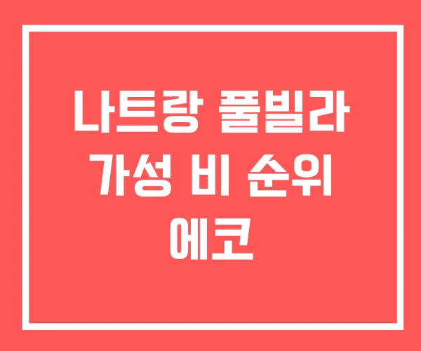 나트랑 풀빌라 가성 비 순위 에코