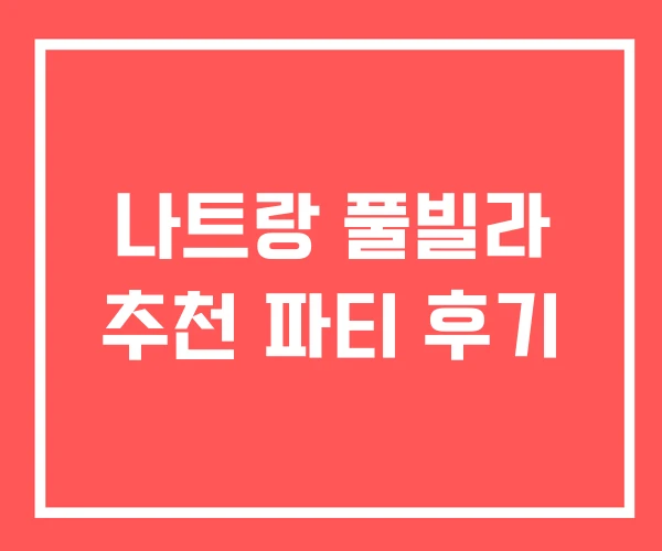 나트랑 풀빌라 추천 파티 후기