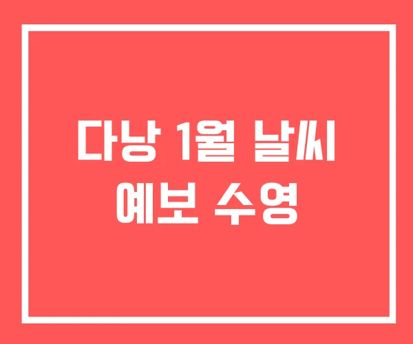 다낭 1월 날씨 예보 수영