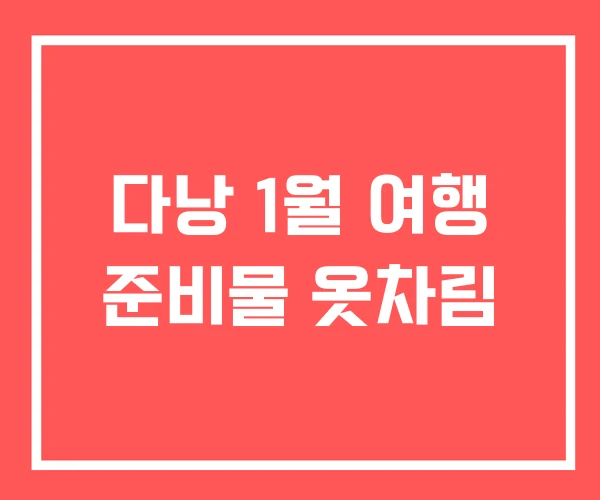 다낭 1월 여행 준비물 옷차림