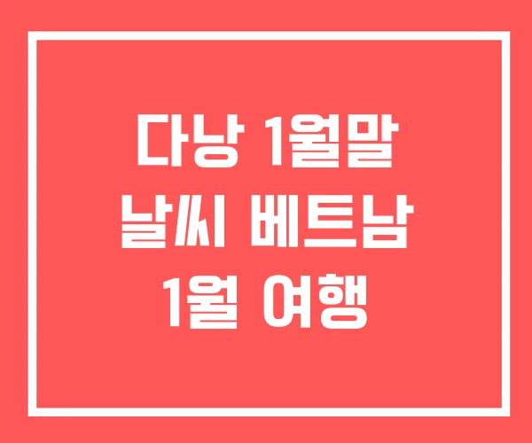 다낭 1월말 날씨 베트남 1월 여행