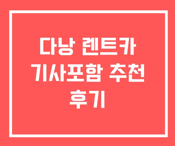 다낭 렌트카 기사포함 추천 후기