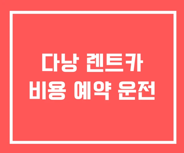 다낭 렌트카 비용 예약 운전