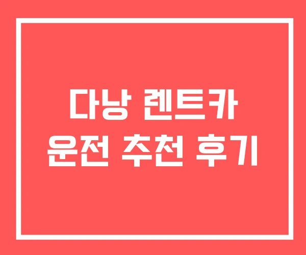 다낭 렌트카 운전 추천 후기