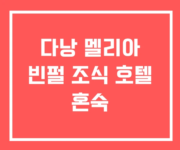 다낭 멜리아 빈펄 조식 호텔 혼숙