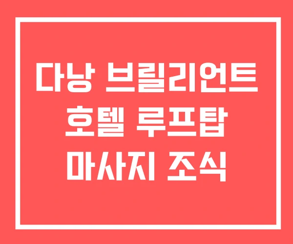 다낭 브릴리언트 호텔 루프탑 마사지 조식 다낭 브릴리언트 호텔 루프탑 마사지 조식