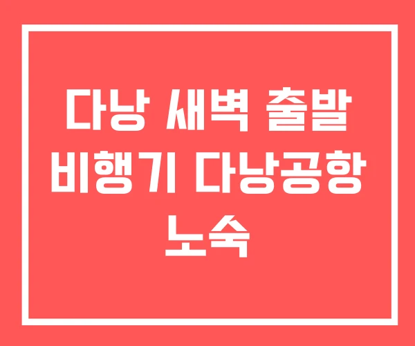 다낭 새벽 출발 비행기 다낭공항 노숙