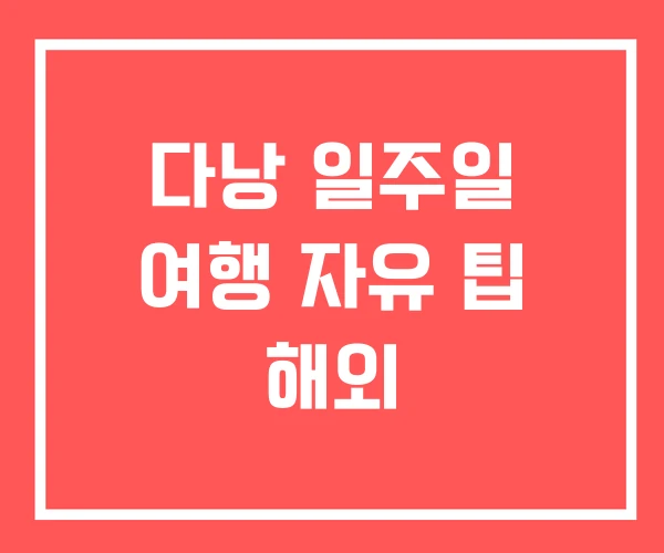 다낭 일주일 여행 자유 팁 해외