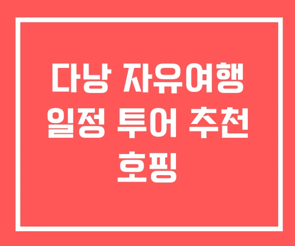 다낭 자유여행 일정 투어 추천 호핑