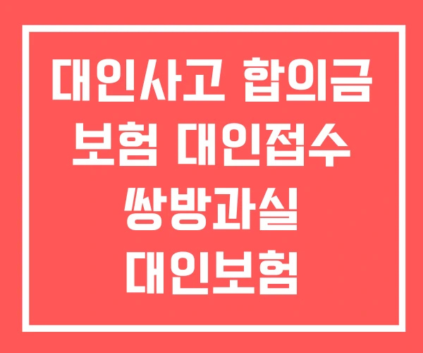 대인사고 합의금 보험 대인접수 쌍방과실 대인보험 대인사고 합의금 보험 대인접수 쌍방과실 대인보험