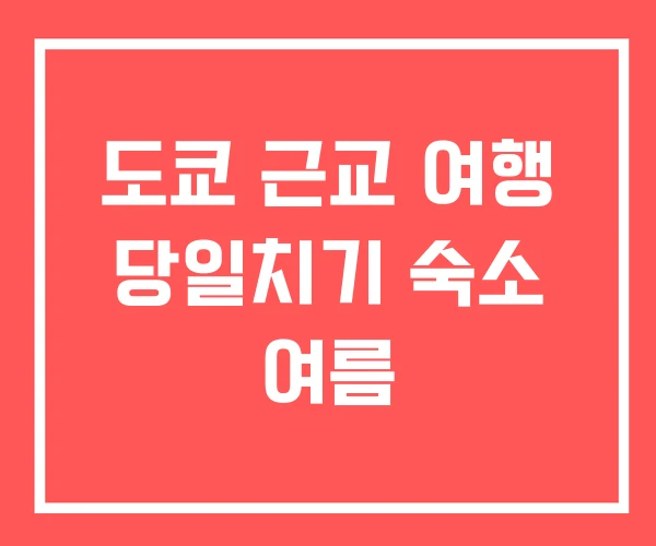 도쿄 근교 여행 당일치기 숙소 여름