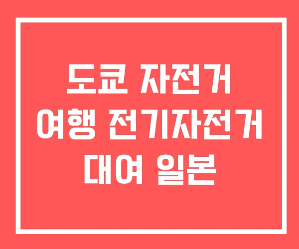 도쿄 자전거 여행 전기자전거 대여 일본