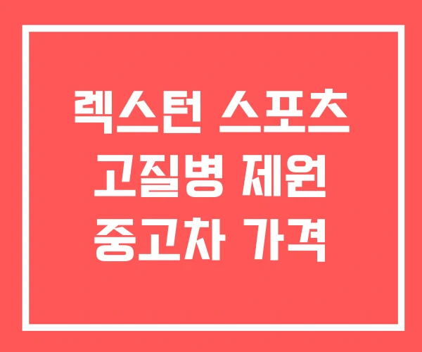 렉스턴 스포츠 고질병 제원 중고차 가격