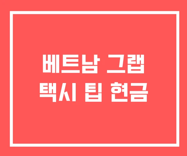 베트남 그랩 택시 팁 현금 베트남 그랩 택시 팁 현금