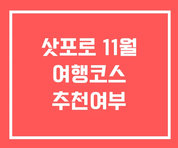 삿포로 11월 여행코스 추천여부 삿포로 11월 여행코스 추천여부