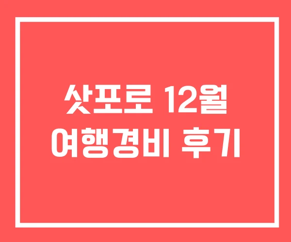 삿포로 12월 여행경비 후기