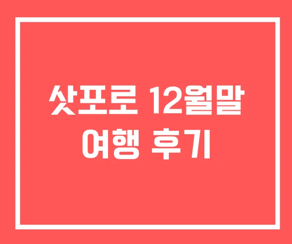 삿포로 12월말 여행 후기