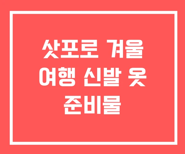 삿포로 겨울 여행 신발 옷 준비물 삿포로 겨울 여행 신발 옷 준비물