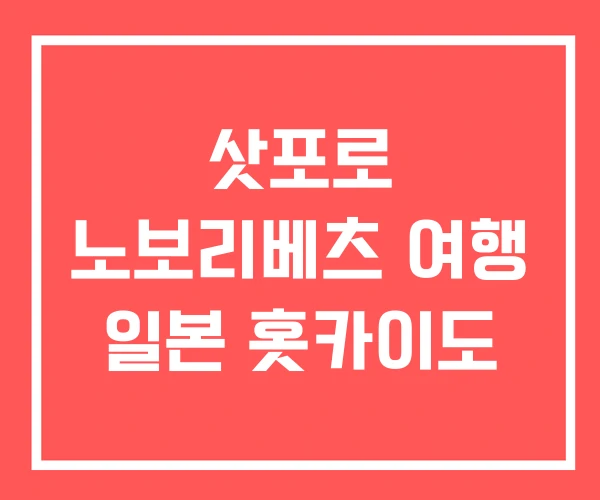 삿포로 노보리베츠 여행 일본 홋카이도
