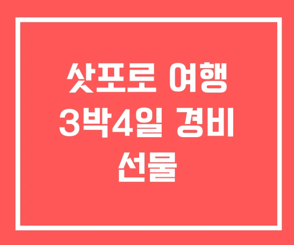 삿포로 여행 3박4일 경비 선물