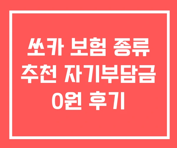 쏘카 보험 종류 추천 자기부담금 0원 후기