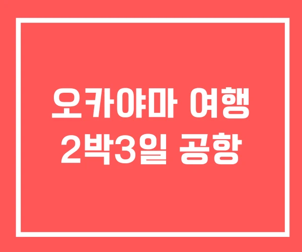오카야마 여행 2박3일 공항