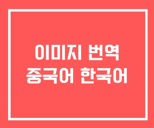 이미지 번역 중국어 한국어