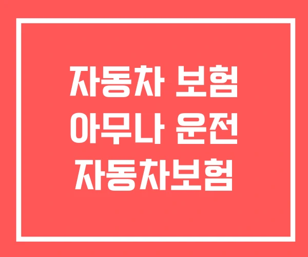 자동차 보험 아무나 운전 자동차보험