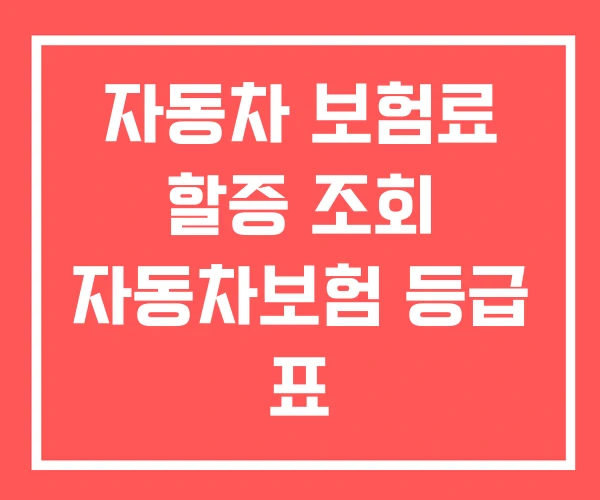 자동차 보험료 할증 조회 자동차보험 등급 표 자동차 보험료 할증 조회 자동차보험 등급 표