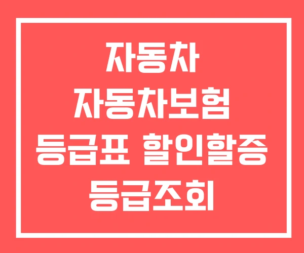 자동차 자동차보험 등급표 할인할증 등급조회 자동차 자동차보험 등급표 할인할증 등급조회