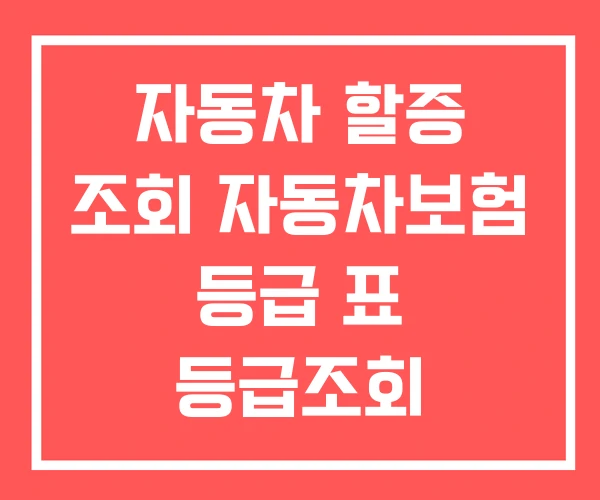 자동차 할증 조회 자동차보험 등급 표 등급조회