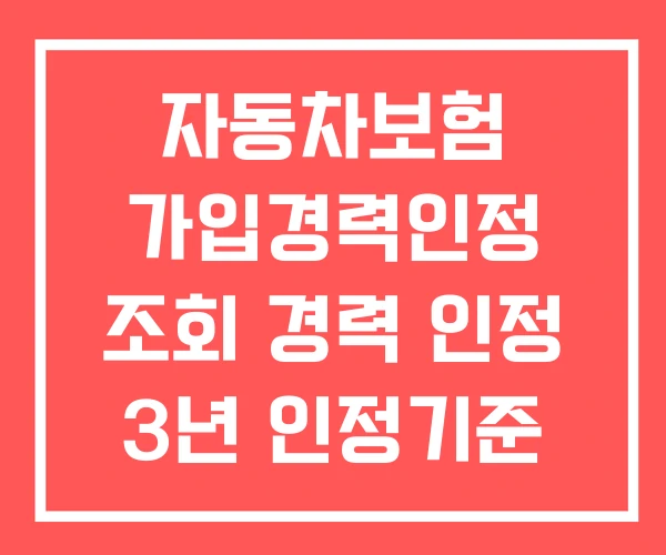 자동차보험 가입경력인정 조회 경력 인정 3년 인정기준