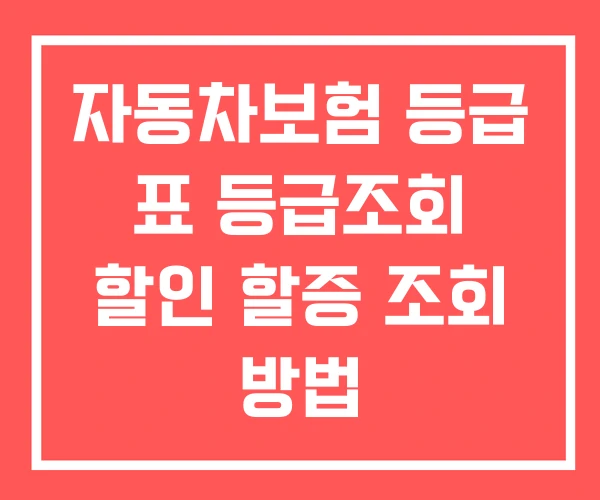 자동차보험 등급 표 등급조회 할인 할증 조회 방법