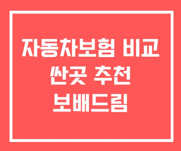 자동차보험 비교 싼곳 추천 보배드림