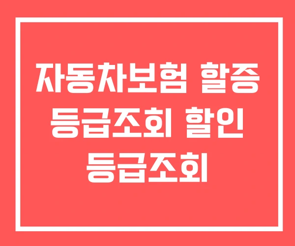 자동차보험 할증 등급조회 할인 등급조회