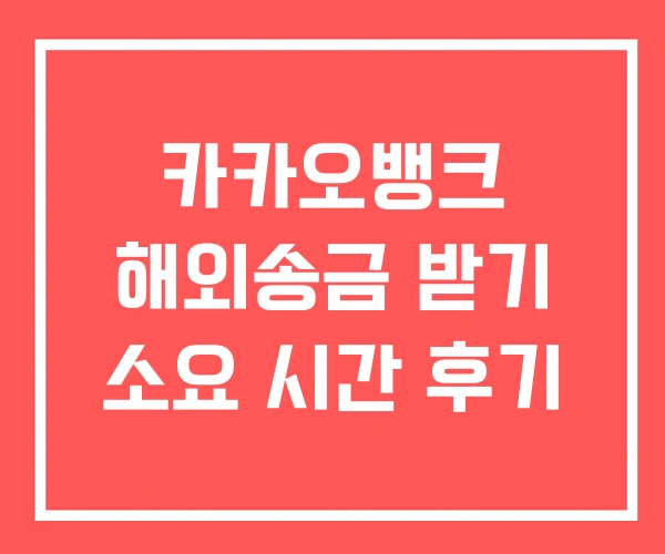 카카오뱅크 해외송금 받기 소요 시간 후기