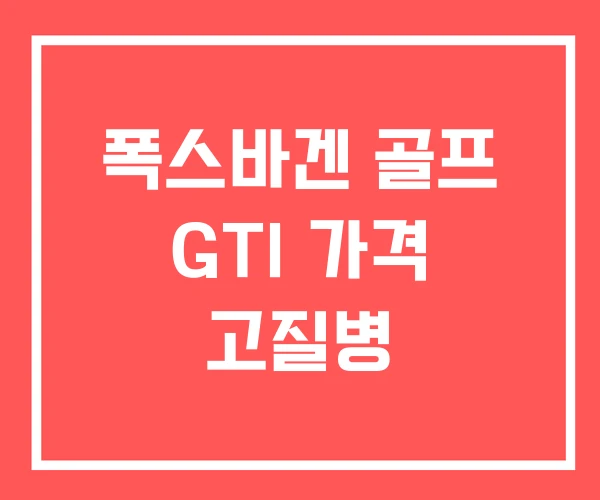 폭스바겐 골프 GTI 가격 고질병